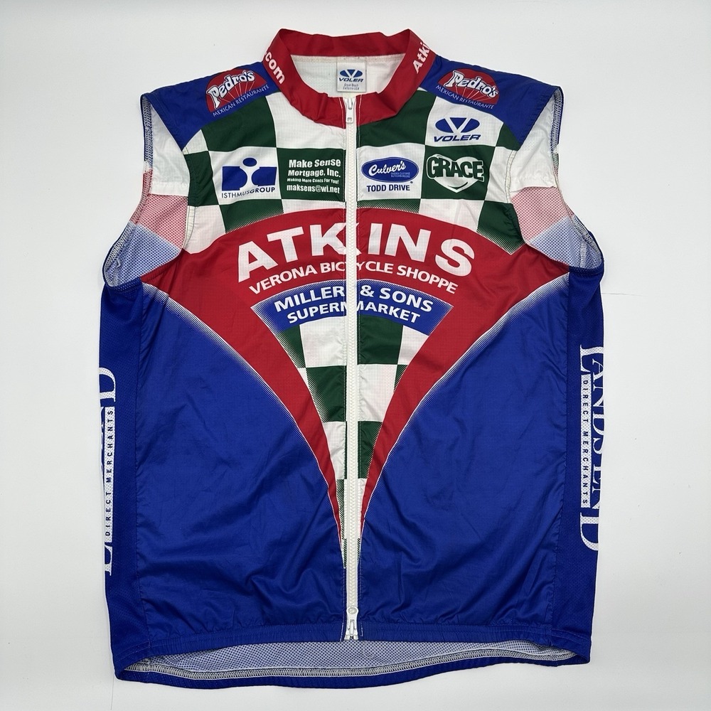 Voler Cycling Jersey Men's 2XL-3XL Full Zip Sleeveless Atkins Wisconsin Made USA